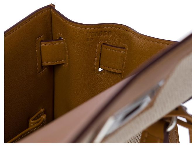Hermès Borsa Hermes Kelly 28 in Tela Beige - 101219 - vista 8