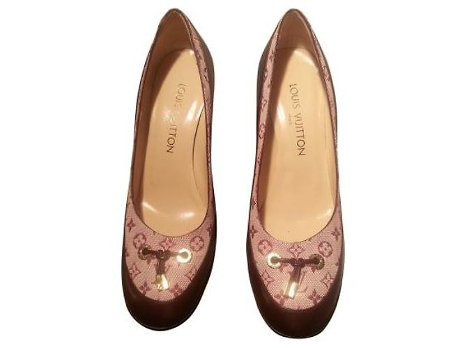 Décolleté Louis Vuitton Monogramma Pelle Borgogna - vista 8