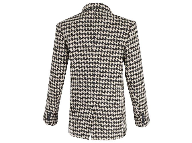 Anine Bing Kaia Hahnentritt-gefütterter Blazer aus schwarzem bedrucktem Acryl - Ansicht 3