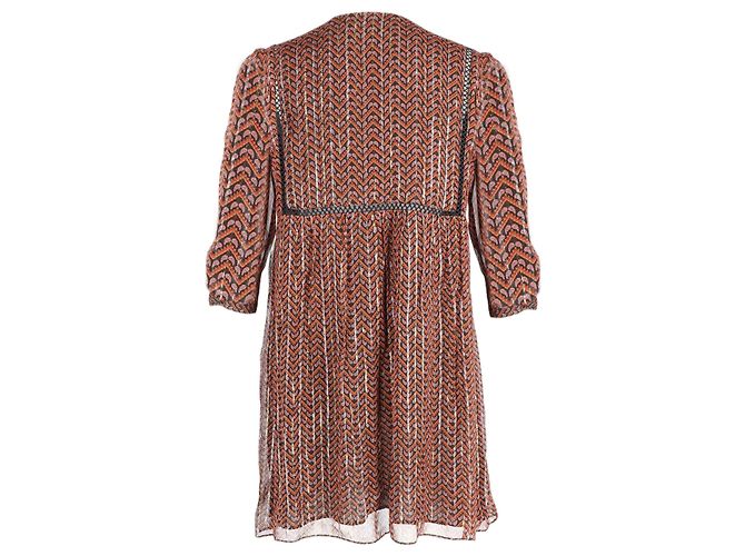 Minivestido con mangas de malla en viscosa con estampado naranja de Ba&sh - vista 3