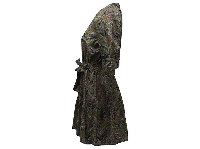 Ba&sh Minivestido franzido com amarração frontal em algodão com estampa floral Impressão em python - vista 2