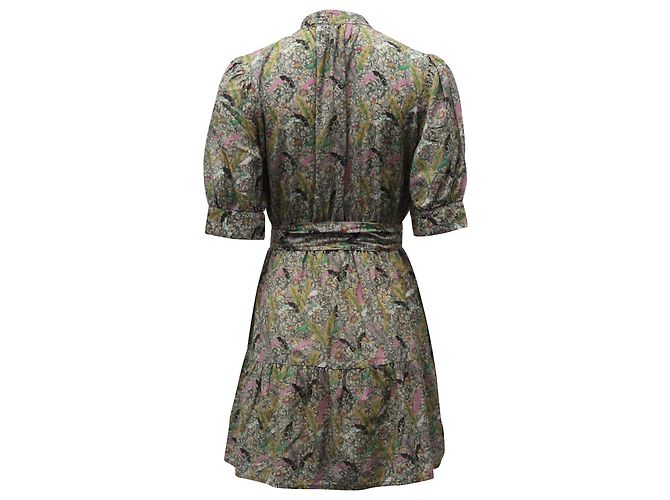 Ba&sh Minivestido franzido com amarração frontal em algodão com estampa floral Impressão em python - vista 3