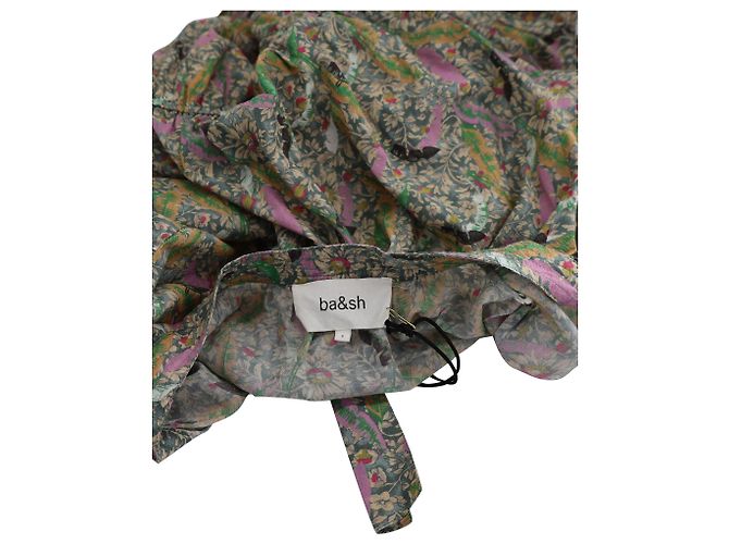 Ba&sh Minivestido franzido com amarração frontal em algodão com estampa floral Impressão em python - vista 4