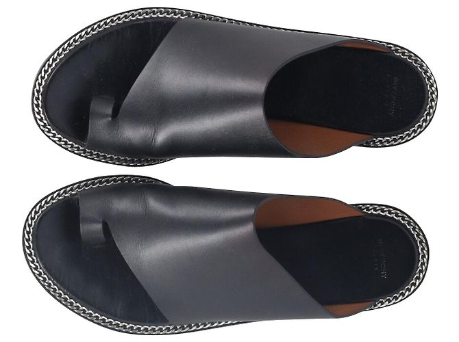 Givenchy Chain-Link Accents Slides in pelle nera - vista 4