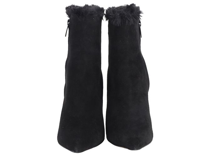 Gianvito Rossi Pelzgefütterte Stiefeletten aus schwarzem Wildleder - Ansicht 2