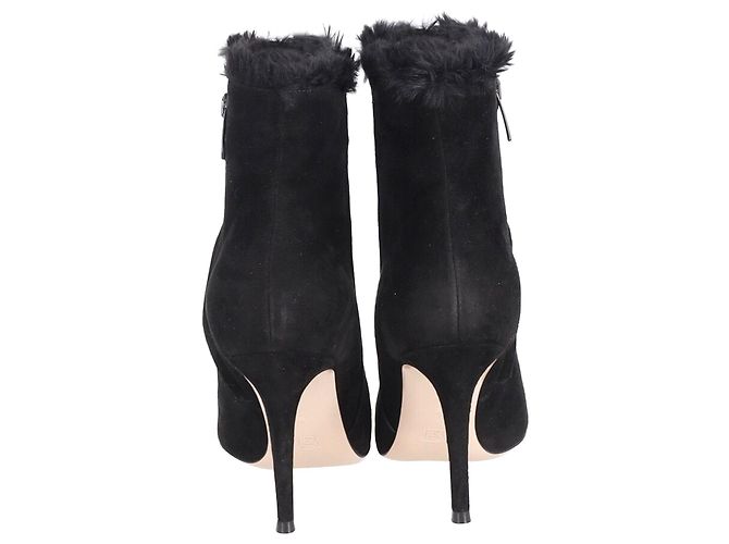 Gianvito Rossi Pelzgefütterte Stiefeletten aus schwarzem Wildleder - Ansicht 4
