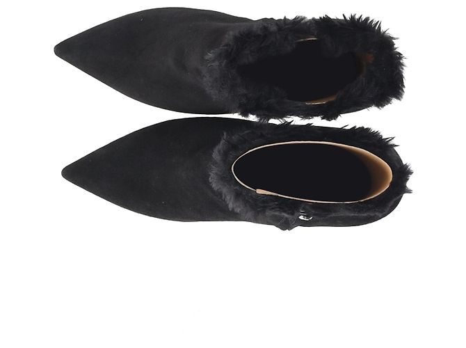 Gianvito Rossi Pelzgefütterte Stiefeletten aus schwarzem Wildleder - Ansicht 5
