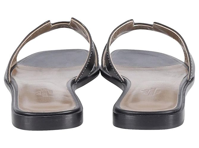 Hermès Sandali piatti Hermes Oran in pelle nera Nero - vista 4
