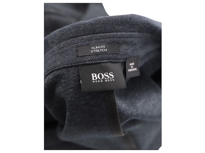 Blazer sartoriale slim fit Hugo Boss in cotone blu navy - vista 3