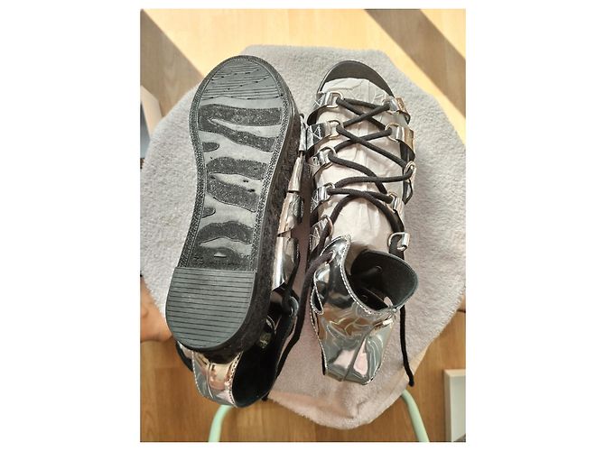 Sandali Alexander McQueen Neri Argentati Nero Argento - vista 2