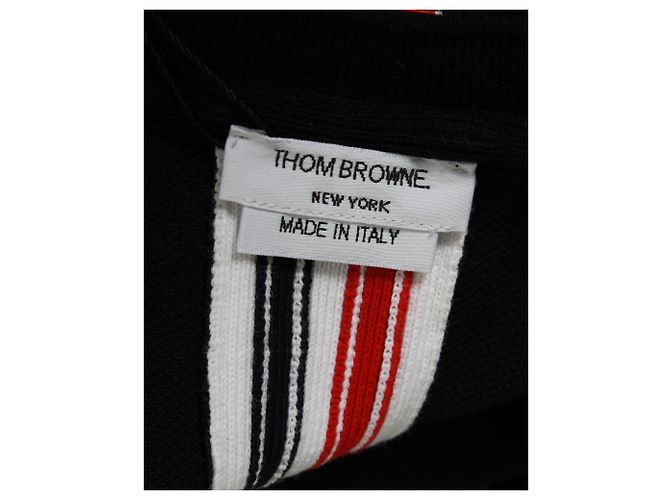 Thom Browne RWB Back Stripe Relax Fit T-Shirt aus marineblauer Baumwolle - Ansicht 5