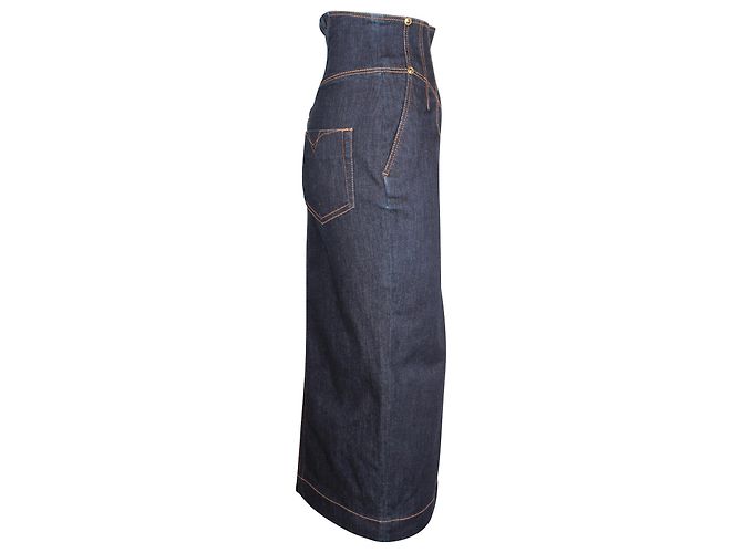 Versace Jeans Couture Midirock aus blauer Baumwolle - Ansicht 2