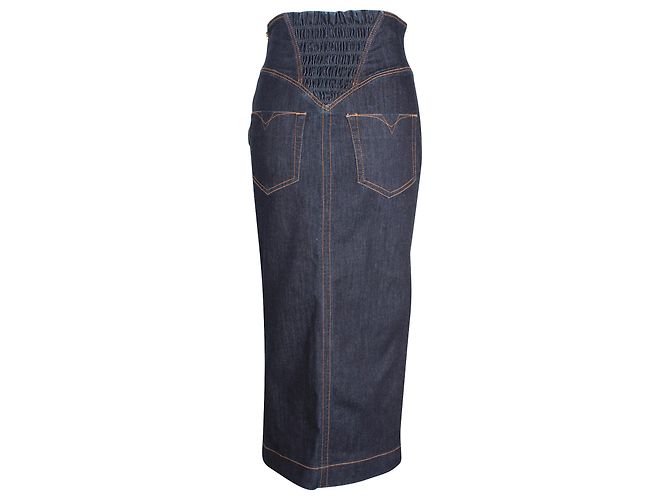 Versace Jeans Couture Midirock aus blauer Baumwolle - Ansicht 3