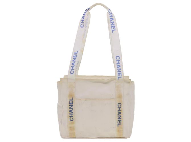CHANEL Borsa a tracolla Nylon Bianco CC Auth bs4932 - vista 13