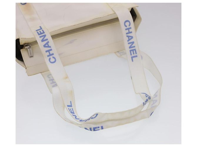 CHANEL Borsa a tracolla Nylon Bianco CC Auth bs4932 - vista 8