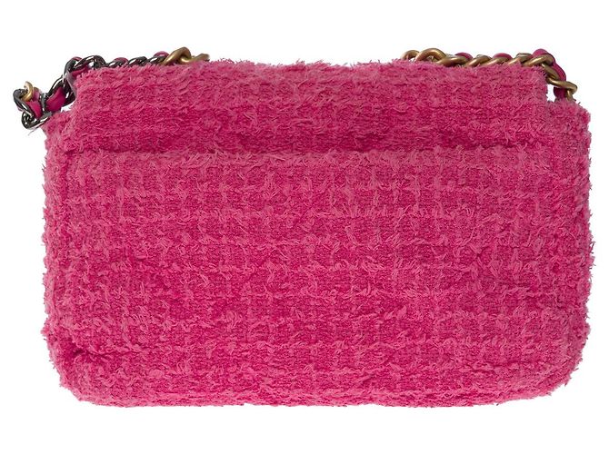 Borsa CHANEL Chanel 19 in tweed rosa - 101204 - vista 2