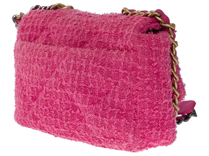 Borsa CHANEL Chanel 19 in tweed rosa - 101204 - vista 4