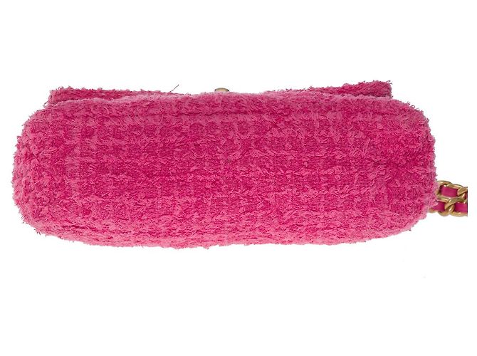 Borsa CHANEL Chanel 19 in tweed rosa - 101204 - vista 9