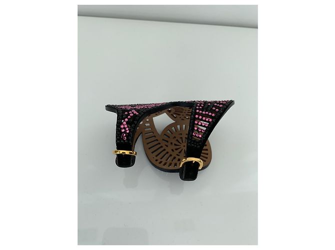 Bracciale Rigido Sergio Rossi Strass Neri e Rosa Nero - vista 6