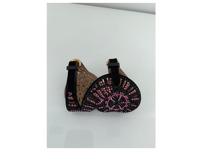 Bracciale Rigido Sergio Rossi Strass Neri e Rosa Nero - vista 7