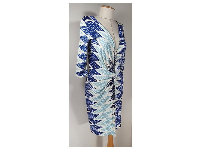 Abito Diane Von Furstenberg in seta blu multicolore - vista 2