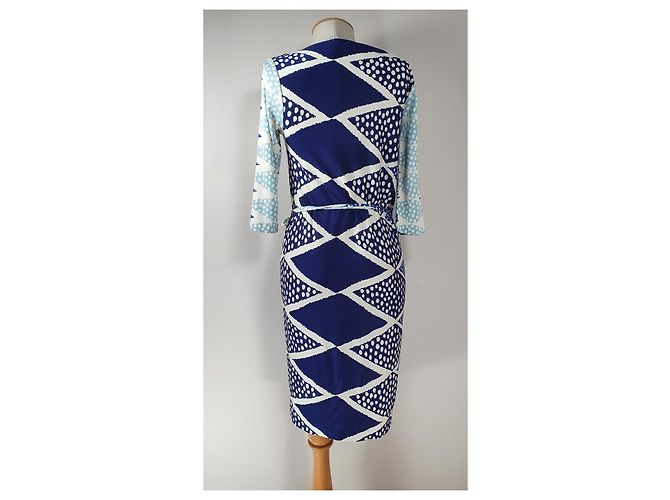 Abito Diane Von Furstenberg in seta blu multicolore - vista 4