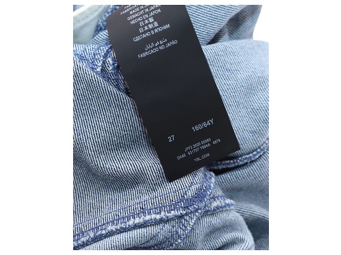 Saia Jeans Patchwork Saint Laurent em Algodão Azul - vista 2