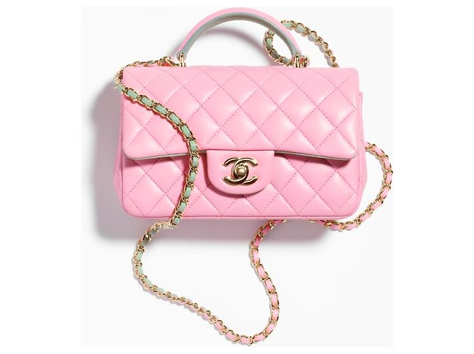 Timeless Chanel Mini borsa classica con patta con manico superiore Rosa/verde - vista 10