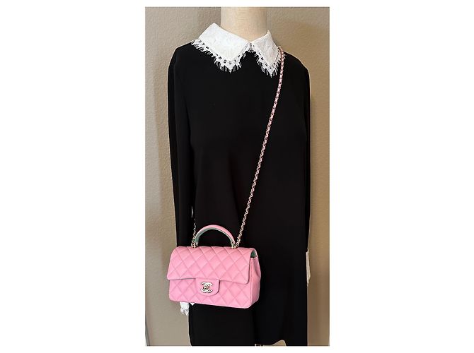 Timeless Chanel Mini borsa classica con patta con manico superiore Rosa/verde - vista 11