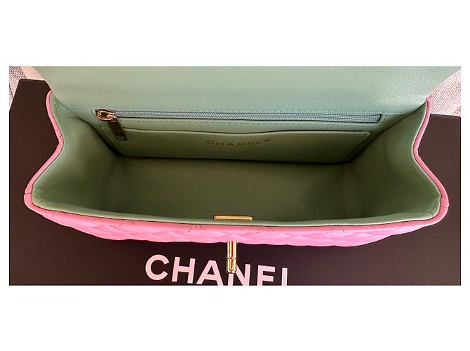 Timeless Chanel Mini borsa classica con patta con manico superiore Rosa/verde - vista 6