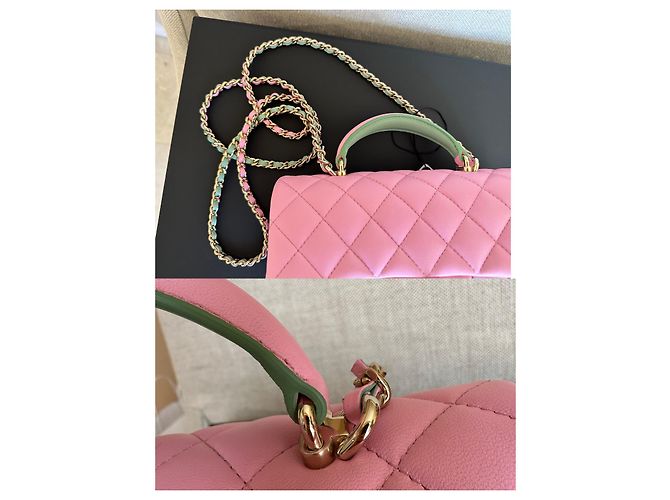 Timeless Chanel Mini borsa classica con patta con manico superiore Rosa/verde - vista 8