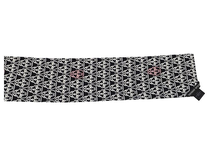 Thomas Wylde Skull Printed Scarf in Black Red Silk - view 2