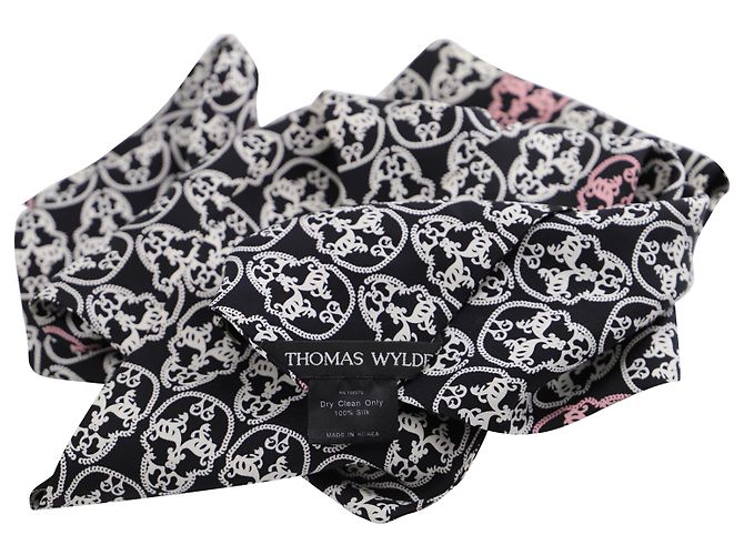 Thomas Wylde Skull Printed Scarf in Black Red Silk - view 3