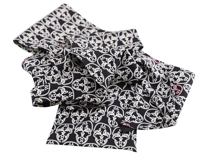 Thomas Wylde Skull Printed Scarf in Black Red Silk - view 4