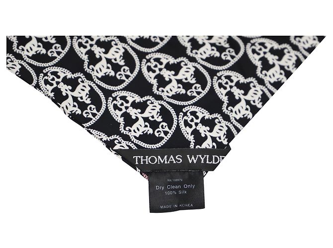 Thomas Wylde Skull Printed Scarf in Black Red Silk - view 5