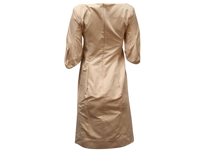 Kurzärmliges Midikleid von Jil Sander aus hautfarbenem Polyester Braun Fleisch - Ansicht 2