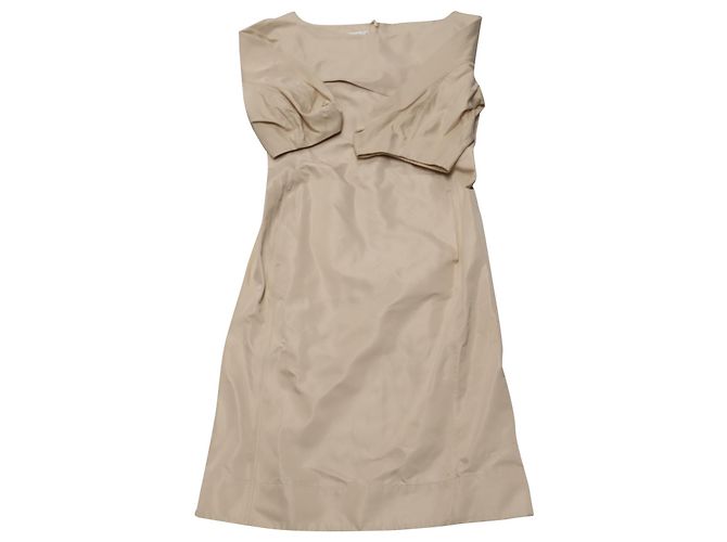 Kurzärmliges Midikleid von Jil Sander aus hautfarbenem Polyester Braun Fleisch - Ansicht 3