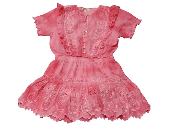LoveShackFancy Minivestido Sheldon en algodón rosa - vista 3
