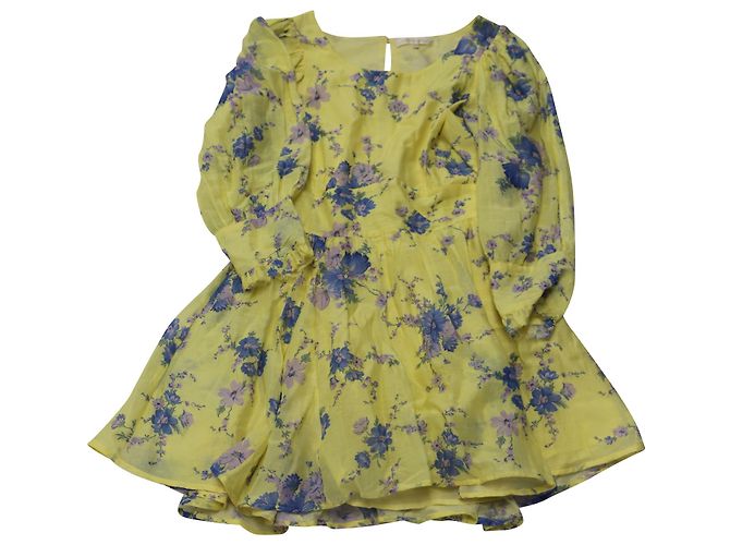 Autre Marque Mini abito floreale LoveShackFancy Ross in cotone giallo - vista 3