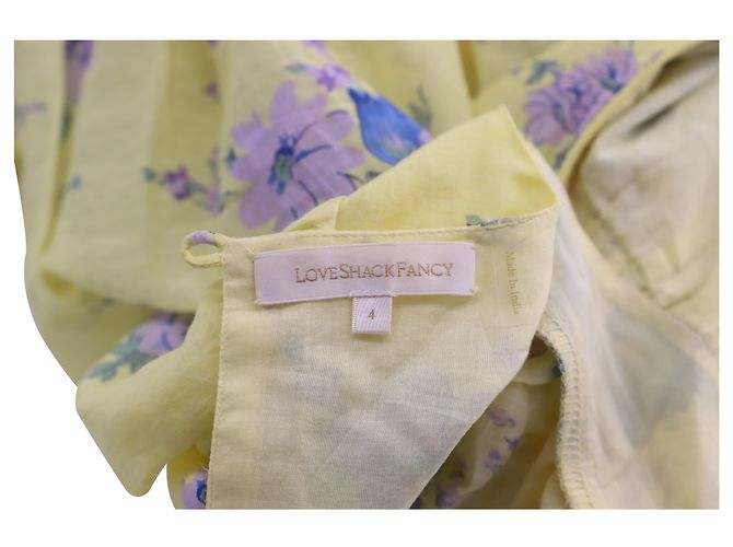 Autre Marque Mini abito floreale LoveShackFancy Ross in cotone giallo - vista 4