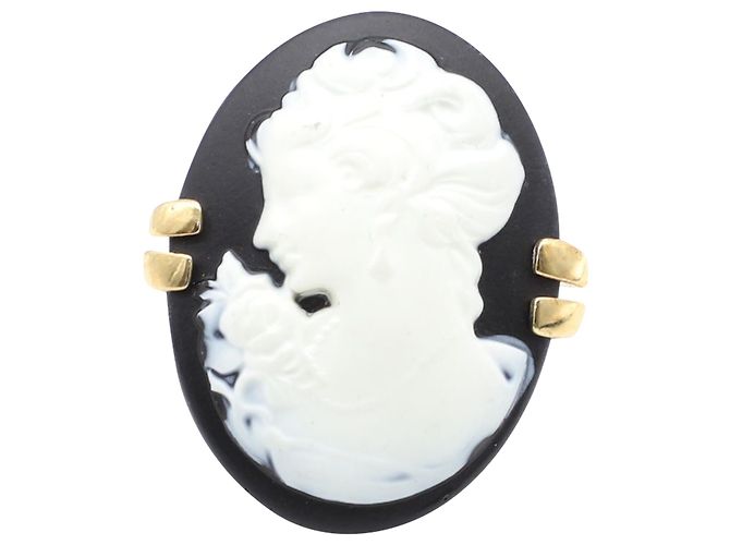 Dolce & Gabbana Anello Cammeo in Resina Nera - vista 3