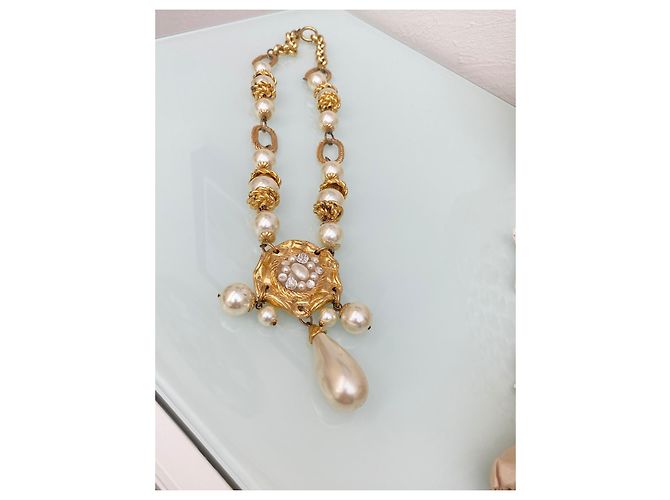 Autre Marque Collana JACKY de G Oro in Metallo e Resina con Perle Bianco sporco - vista 2