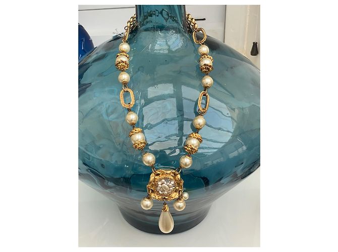 Autre Marque Collana JACKY de G Oro in Metallo e Resina con Perle Bianco sporco - vista 4