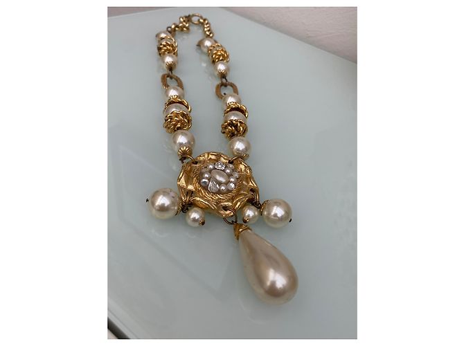 Autre Marque Collana JACKY de G Oro in Metallo e Resina con Perle Bianco sporco - vista 6