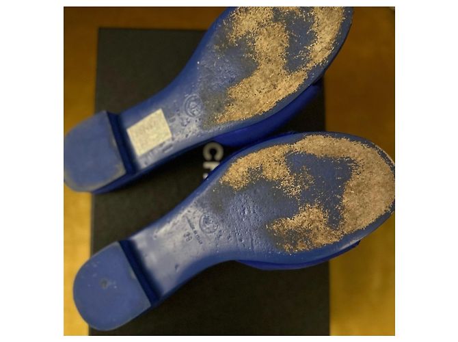 Chanel Sandali in raso di sfilata Chablé Blu - vista 4