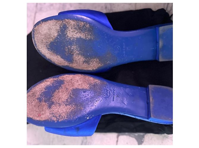 Chanel Sandali in raso di sfilata Chablé Blu - vista 7
