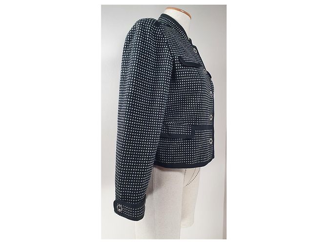 Giacca Jaeger Nera e Bianca in Lana e Angora Nero Bianco - vista 3