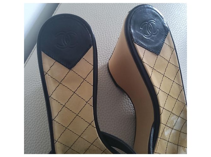 Cambon Chanel Mules compensées Beige - vue 7
