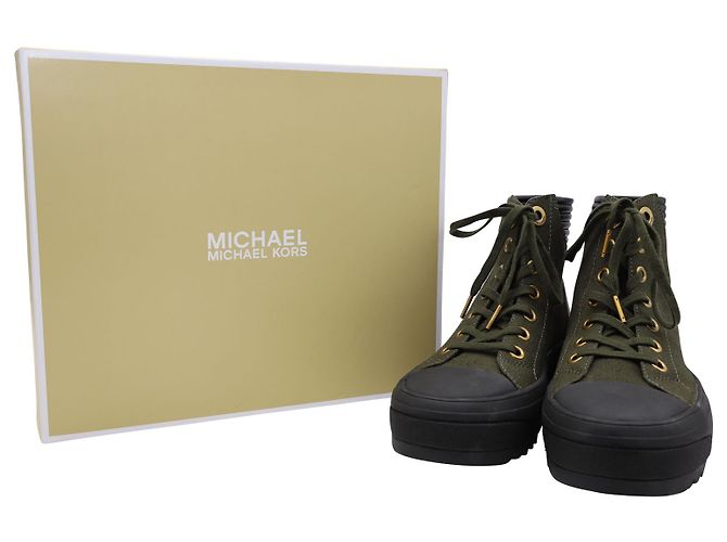 Sneakers Michael Kors Keegan High Top in tela verde - vista 2