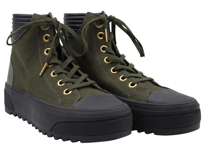 Sneakers Michael Kors Keegan High Top in tela verde - vista 4